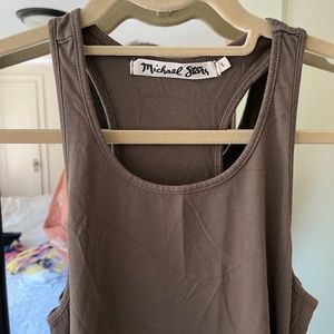 Michael Stars racer back tank dress L Green